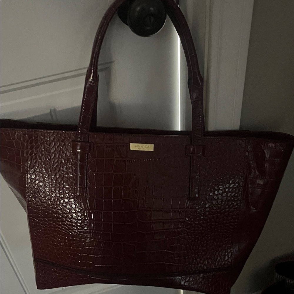 Kate Spade Deep Red Crocodile-Embossed Tote